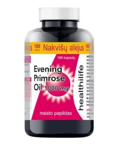 Lifeplan Nakvišų aliejus Evening Primrose Oil 1g kapsulės N180