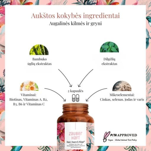 NATURTREU Maisto papildas moters grožiui palaikyti (odai, plaukams ir nagams), 120 kapsulių - Image 2