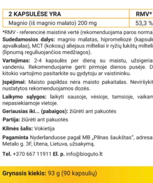 Magnio malatas, maisto papildas