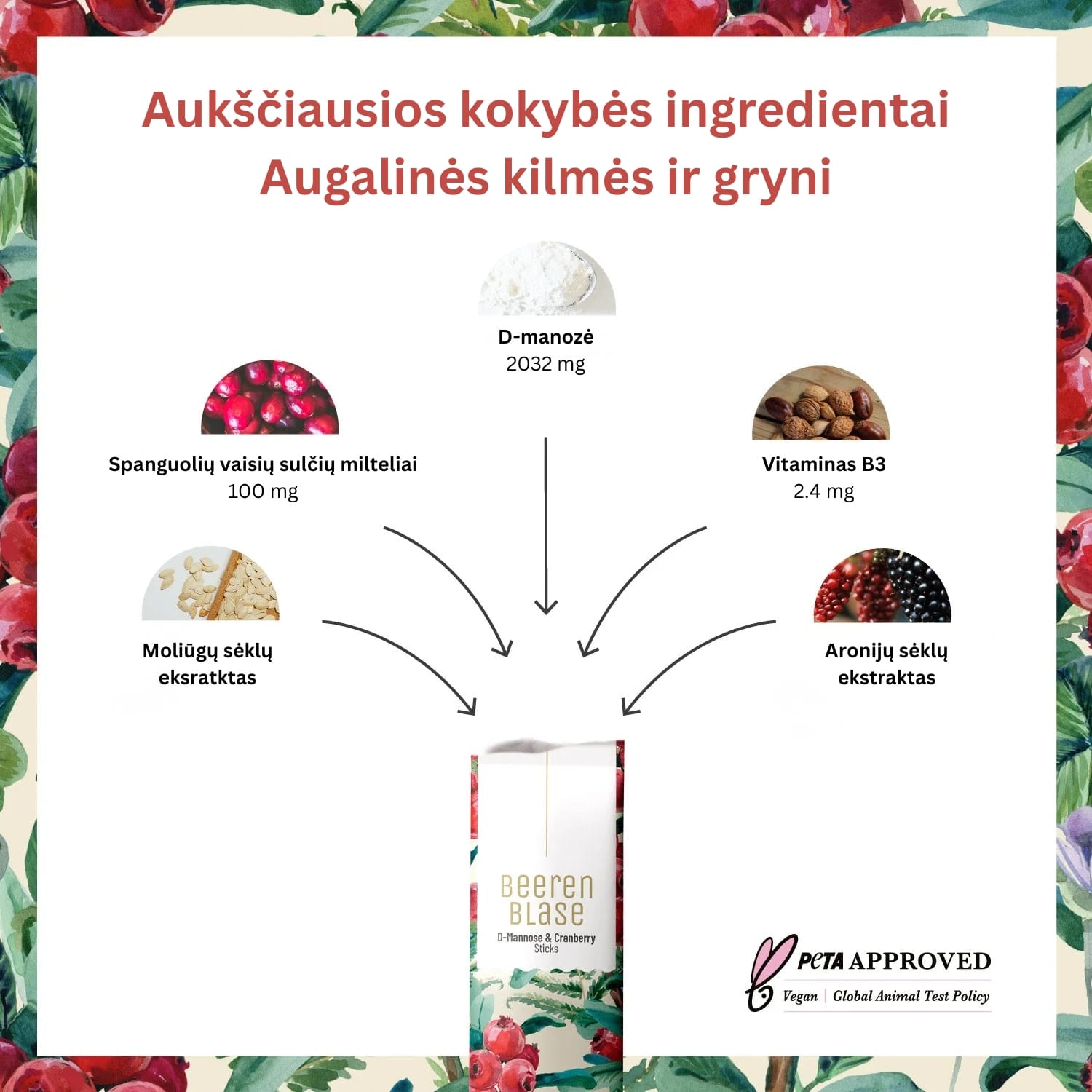 NATURTREU Gėriamieji milteliai šlapimo ir lytinei sistemai, 14 paketėlių - Image 2