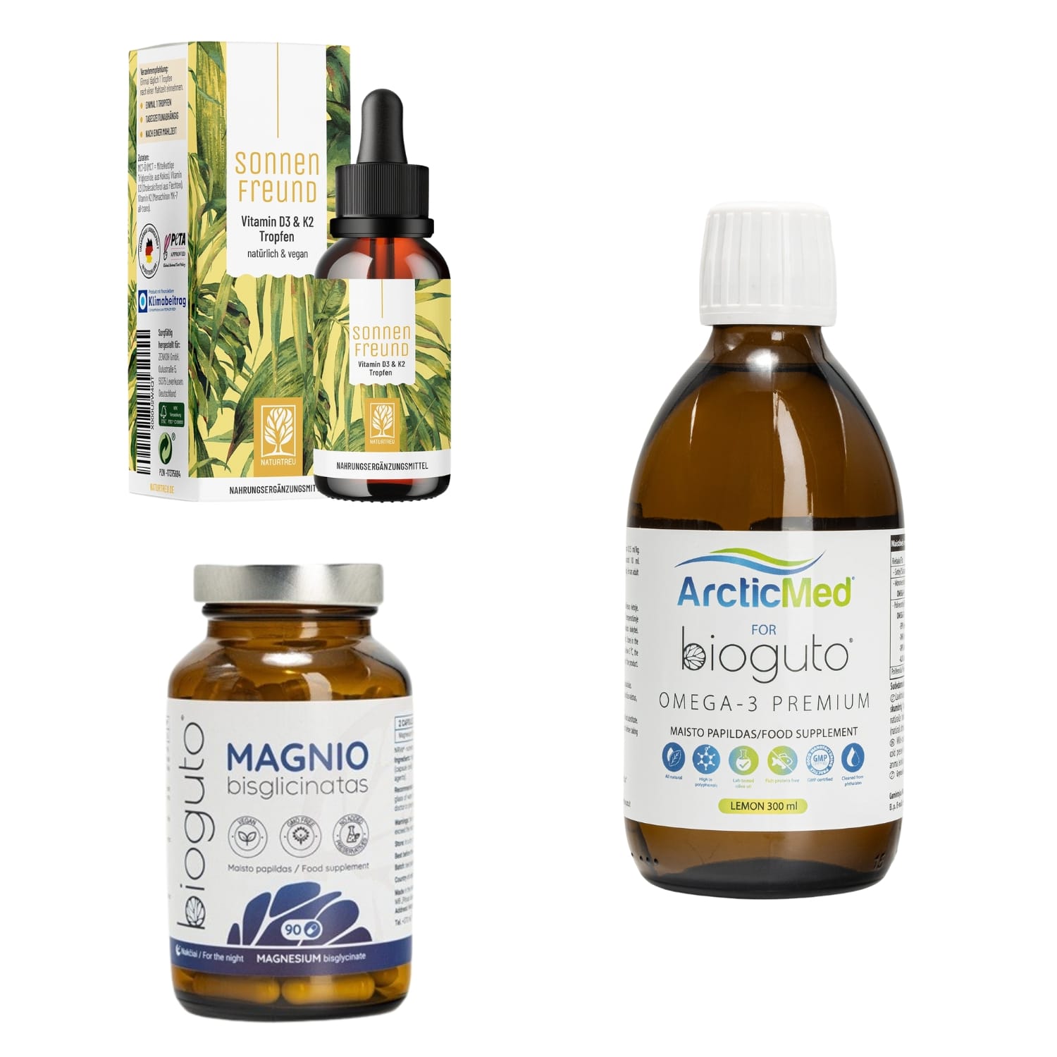 BAZINIS RINKINYS - Vitaminas D + Omega-3 + Magnis