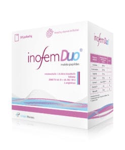 Moterų reprodukcinės sveikatos funkcijos ir hormonų aktyvumo palaikymui INOFEM DUO, 30 paketėlių
